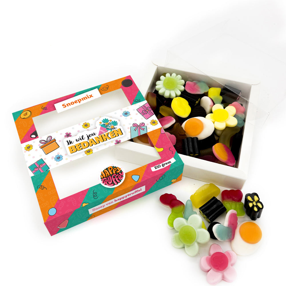 Snoeppakket “Ik wil jou bedanken” mix snoep (210 gram)