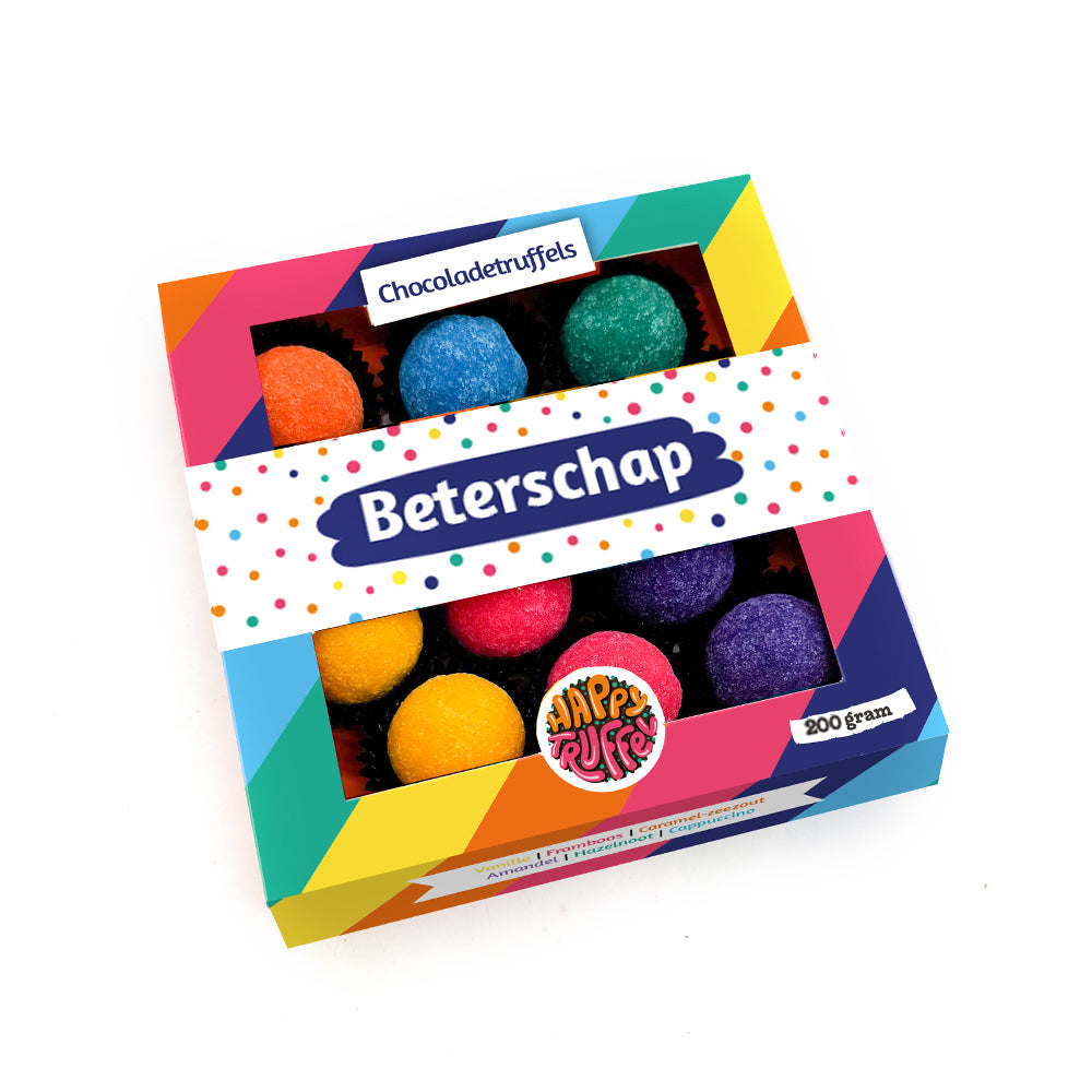 Chocoladetruffels - Mix "Beterschap" (12 truffels) 200 gram