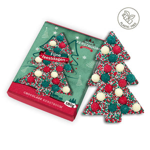 Chocolade kerstboom "Fijne feestdagen" (190 gram) - Limited Editon [Plasticvrij]
