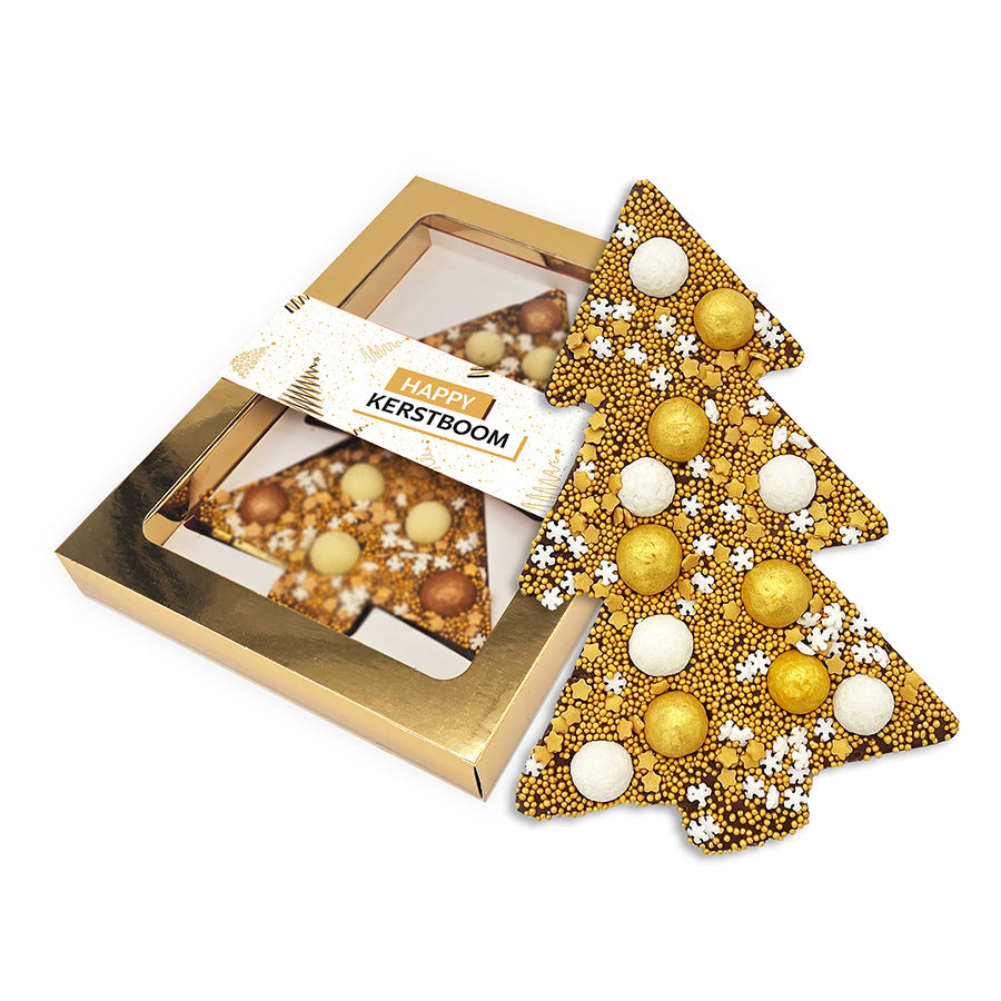 Chocolade Happy Kerstboom Goud (190 gram)