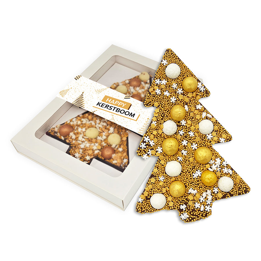 Chocolade Happy Kerstboom Goud (190 gram)