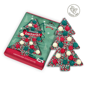 Chocolade kerstboom "Onwijs bedankt" (190 gram) - Limited Editon [Plasticvrij]