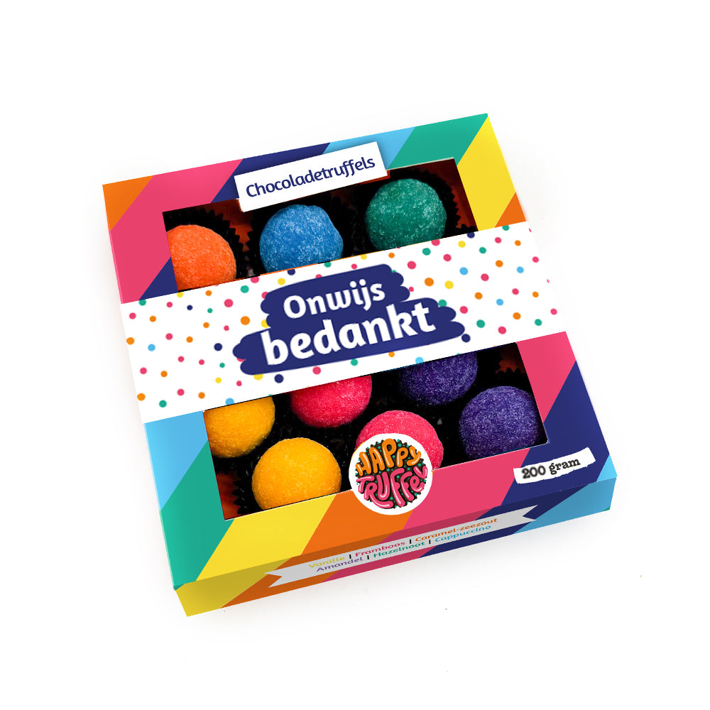 Chocoladetruffels - Mix "Onwijs Bedankt" (12 truffels) 200 gram