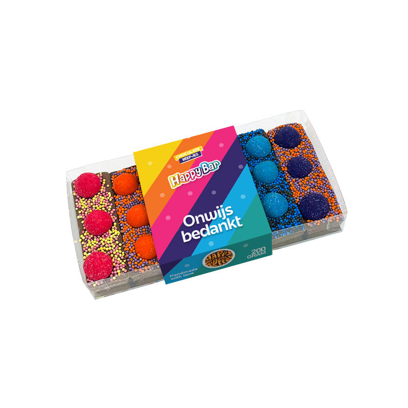 Chocoladereep - HappyBar Proeverij "Onwijs bedankt" strepen (200 gram)
