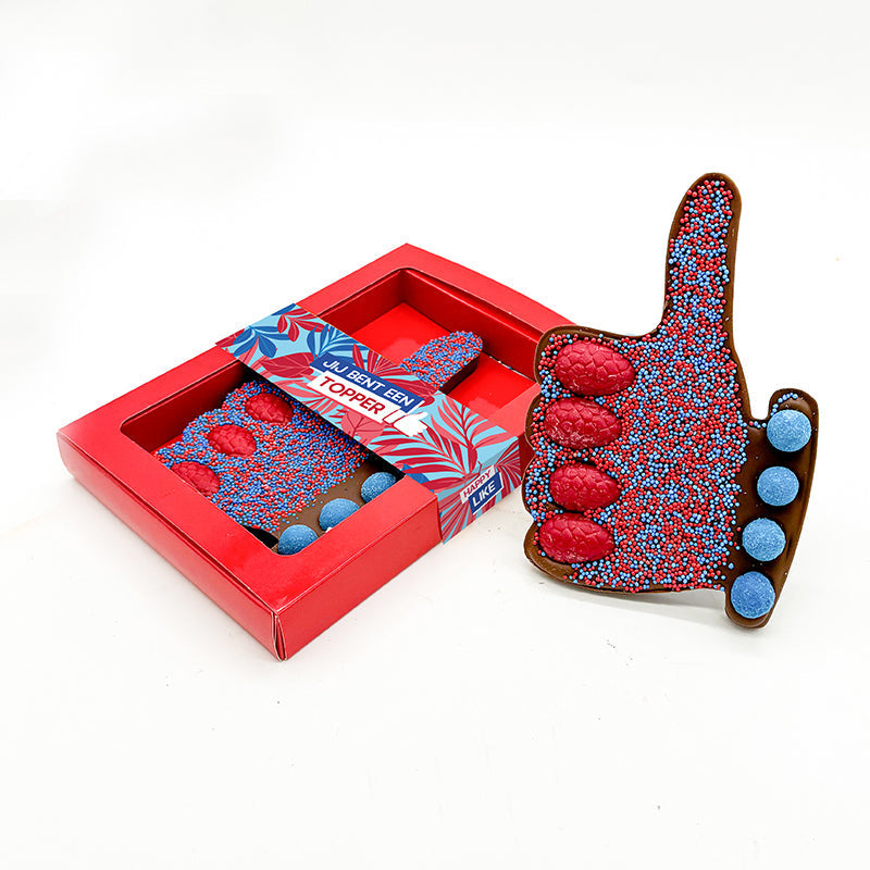 Chocolade duim – “Jij bent een topper” (190 gram)