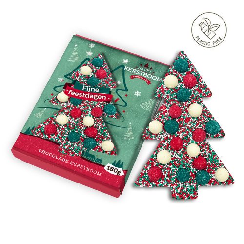 Happy Chocolade Kerstboom "Fijne feestdagen" (180g)