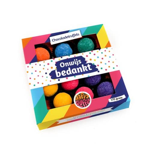 Chocoladetruffels – Mix "Onwijs bedankt" (12 stuks)