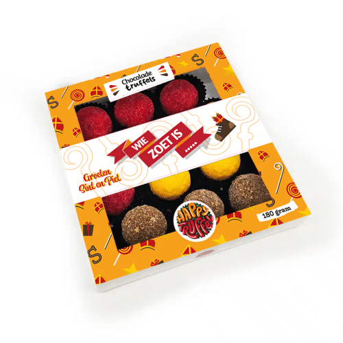 Chocoladetruffels - "Wie zoet is.." Sint mix (12 stuks)