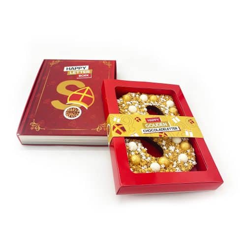 Happyletter boek giftbox Chocoladeletter goud
