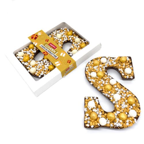 Chocolade Happy Chocoladeletter goud (250g)