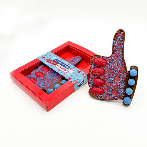 Chocolade duim - "Jij bent een zorg topper" (190g)