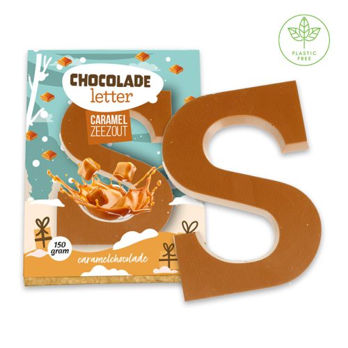 Caramelchocolade met zeezout chocoladeletter (150 gram)