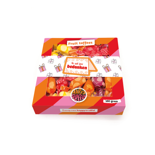 Snoeppakket "Ik wil jou bedanken" fruit toffees (160 gram)