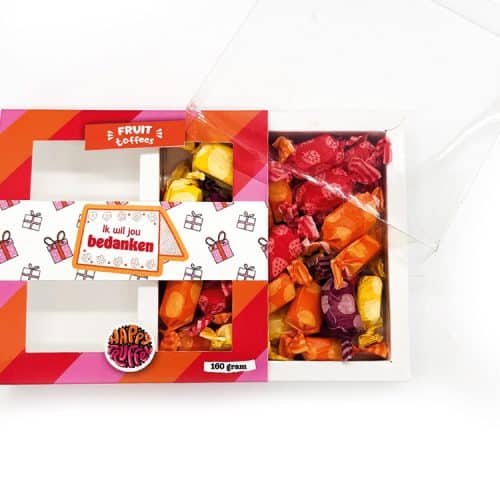 Snoeppakket "Ik wil jou bedanken" fruit toffees (160 gram)