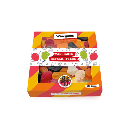 Snoeppakket "Van harte gefeliciteerd" winegums (210 gram)