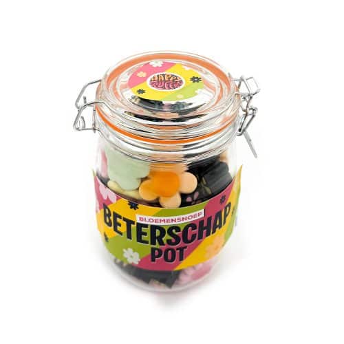 Snoeppot weck “Beterschap Pot” snoep (1000 ml)