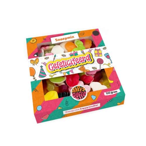 Snoeppakket “Gefeliciteerd” mix snoep (210 gram)